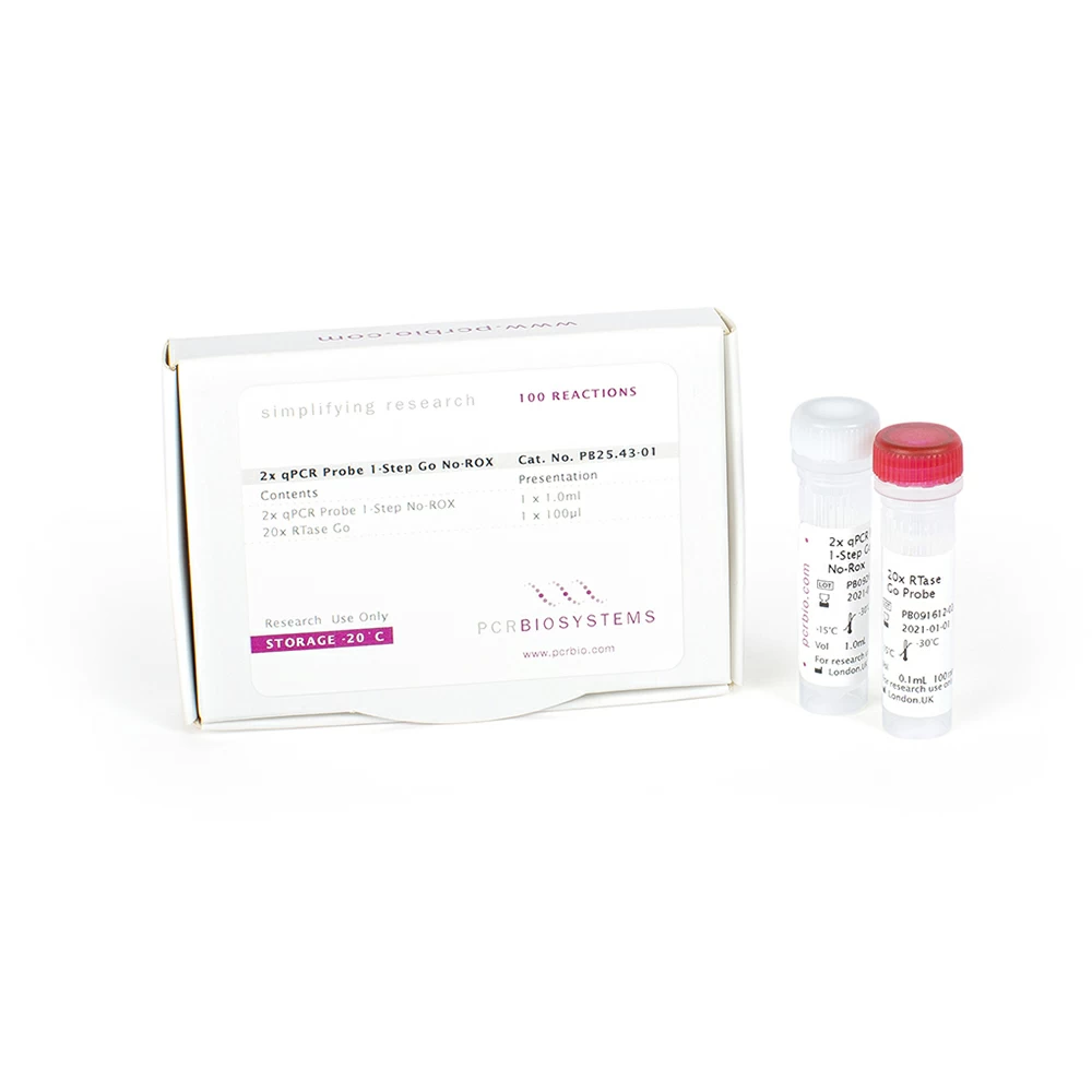 PCR Biosystems PB25.43-01 qPCRBIO Probe 1-Step Go No-ROX, 1 x 1ml Mix & 1 x 100ul RTase, 100 x 20ul Rxns/Unit primary image