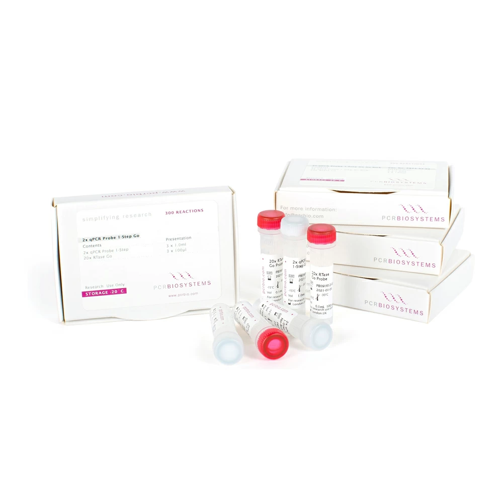 PCR Biosystems PB25.44-03 qPCRBIO Probe 1-Step Go, Separate ROX, 3 x 1ml Mix & 1 x 300ul RTase, 300 Reactions/Unit primary image