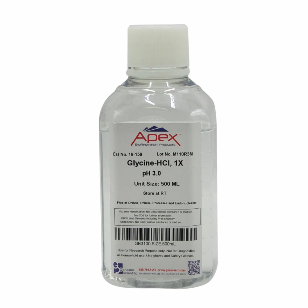 Apex Bioresearch Products 18-159 Glycine-HCI, 1X, pH 3.0, 500ml/Unit primary image