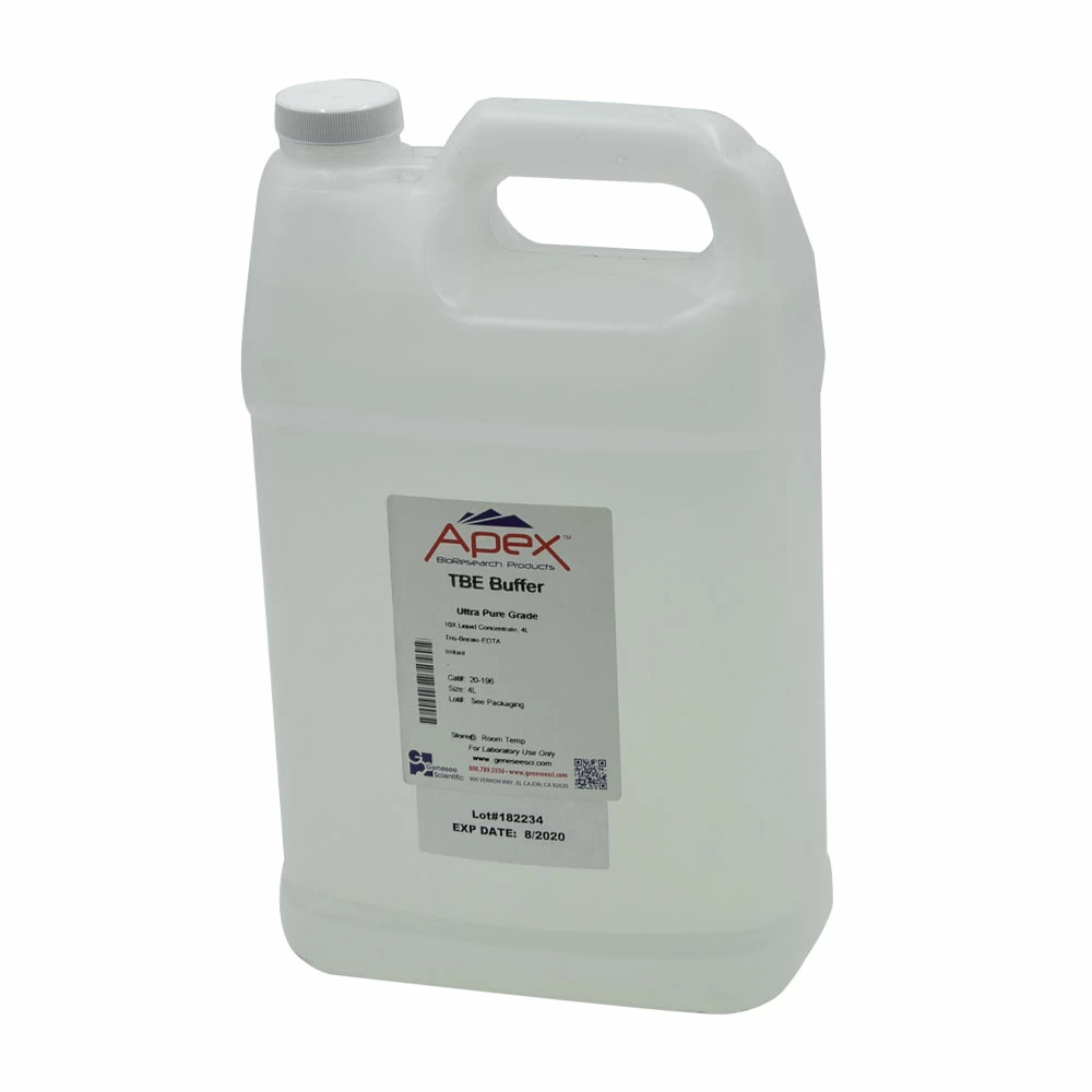 Apex Bioresearch Products 20-196 TBE 10X Liquid Solution, Ultra Pure Grade Solution, 4 Liters/Unit primary image