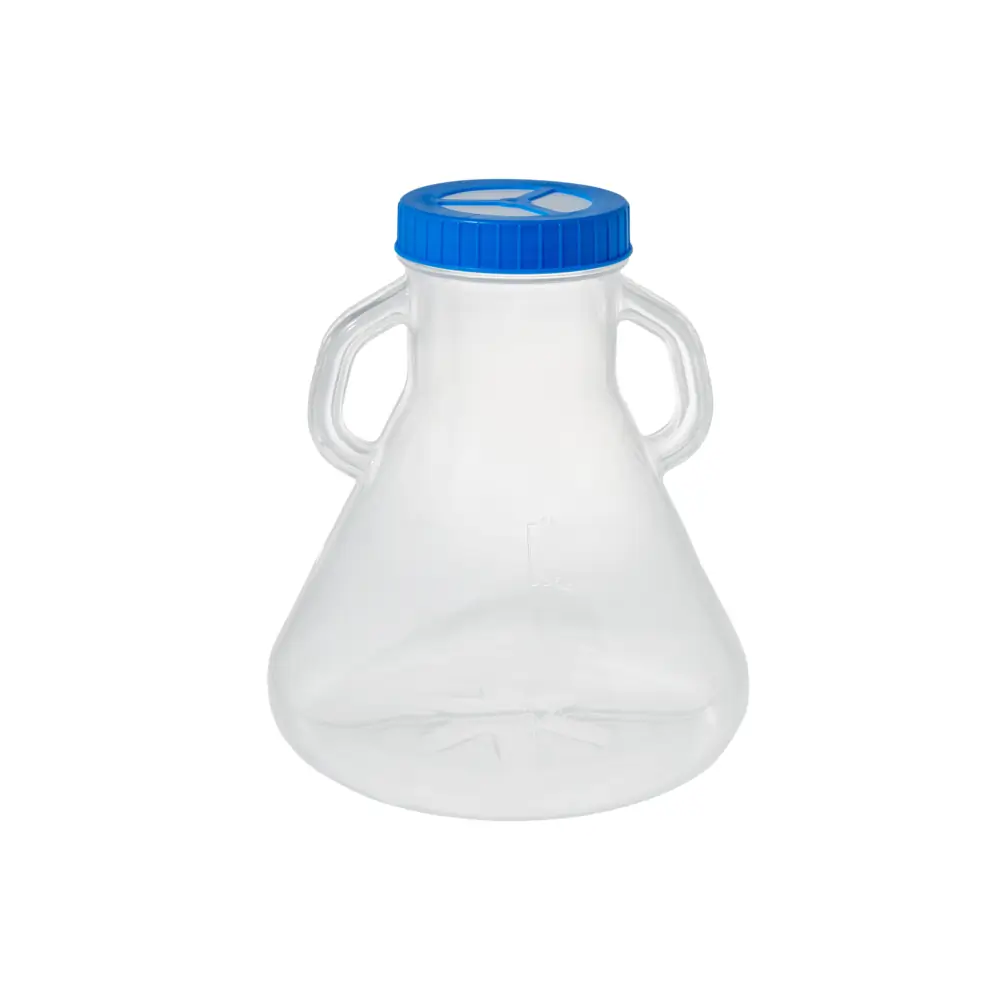 MTC Bio F4087 5.0L Flask, Erlenmeyer/Fernbach, Baffled Bottom, Sterile, With Vented Screw Cap, 4 Flasks/Unit Primary Image