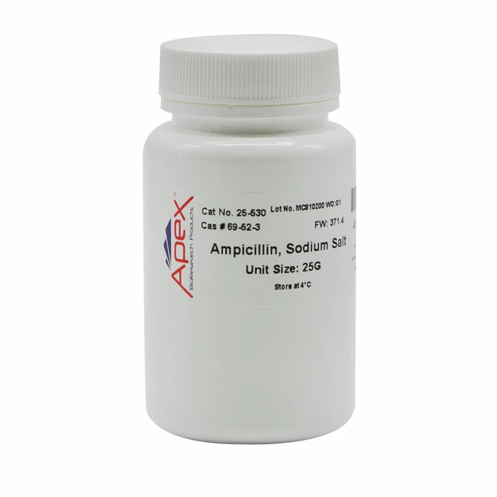 Apex Bioresearch Products 25-530 Ampicillin, Sodium Salt, CAS# 69-52-3; MW 371.4, 25 g/Unit primary image