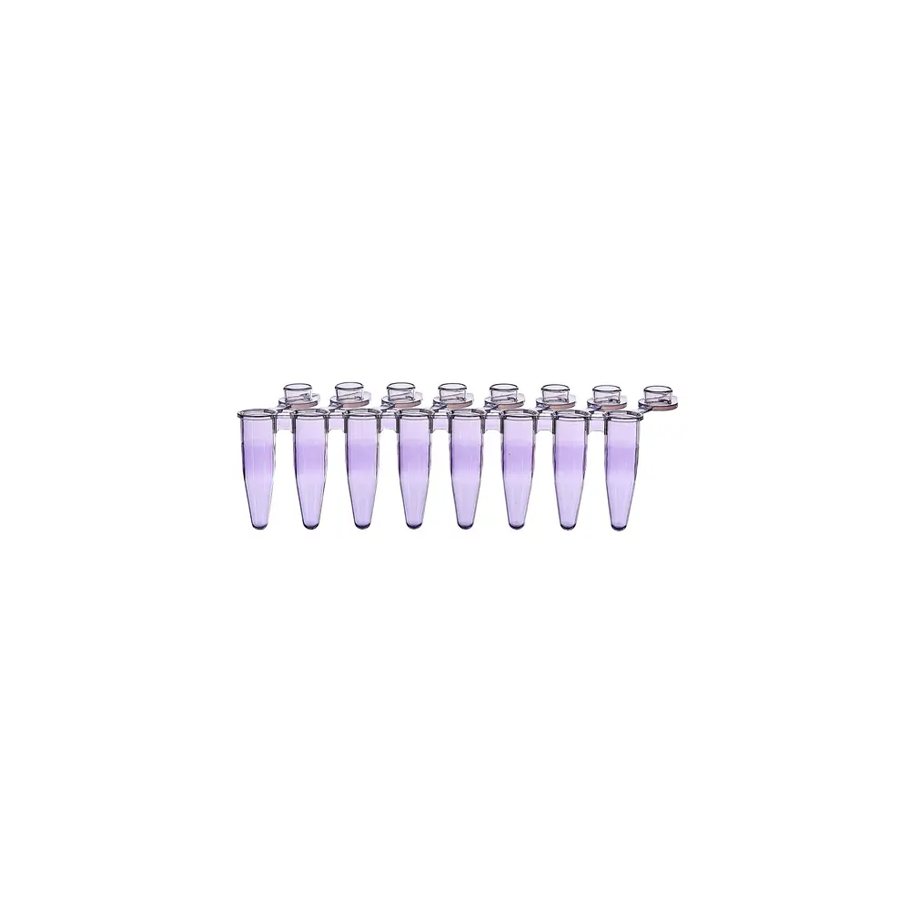 Olympus Plastics 27-125UV, 0.2ml 8-Strip PCR Tubes, Violet Flex-Free,Individual Flat Caps, 120 Strips/Unit primary image