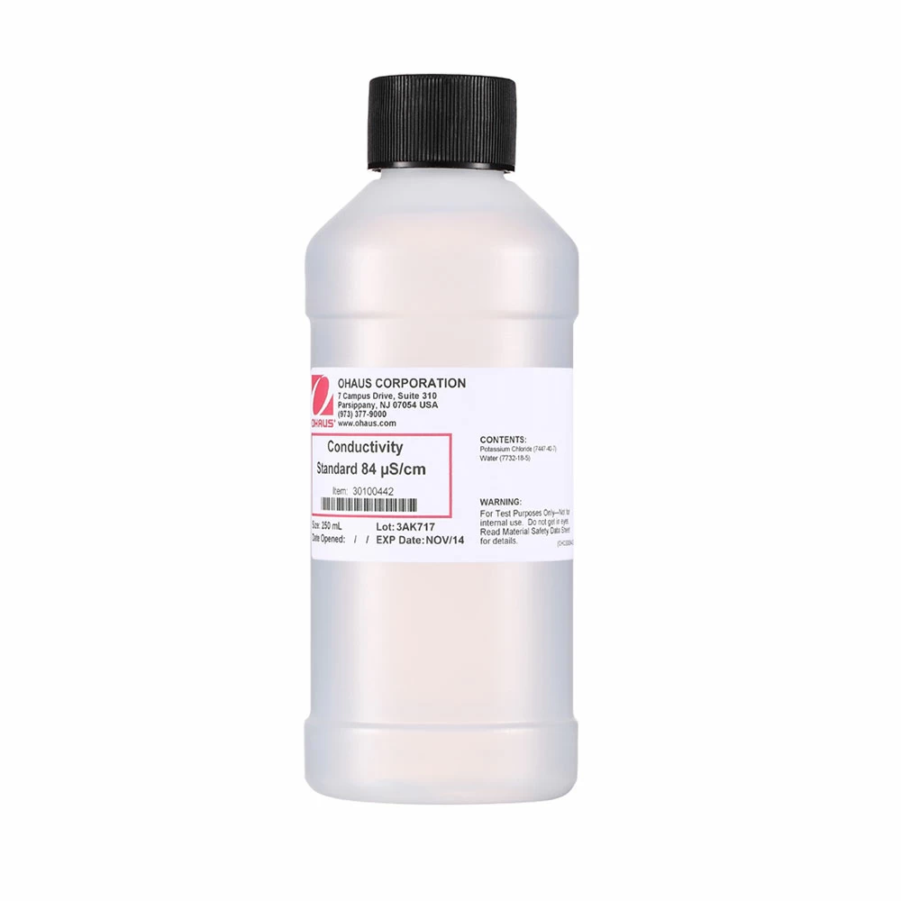 OHAUS 30100442 Conductivity Solution, 84uS/cm, 1 x 250ml Bottle/Unit primary image