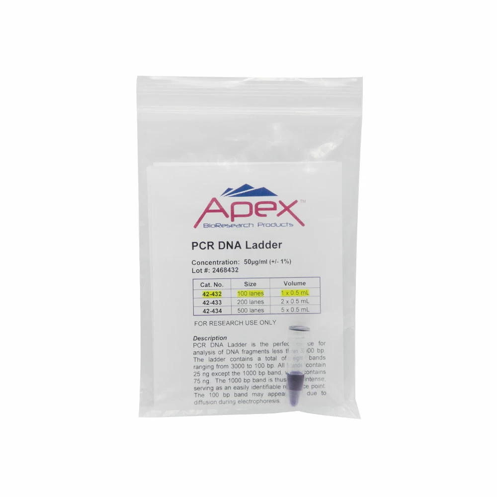 Apex Bioresearch Products 42-432 Apex PCR DNA Ladder, 100 Lanes, 100-3,000bp, 1 x 0.5ml/Unit primary image