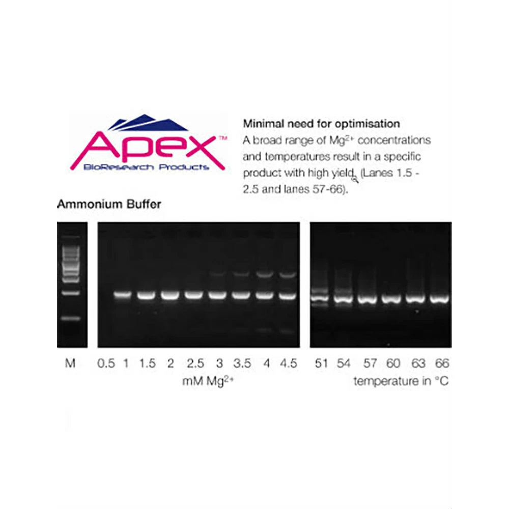 Apex Bioresearch Products 42-409R Apex Red Taq DNA Polymerase, 500u, 10X NH4 Buffer, Mg Free, 1 x 500u/Unit quinary image