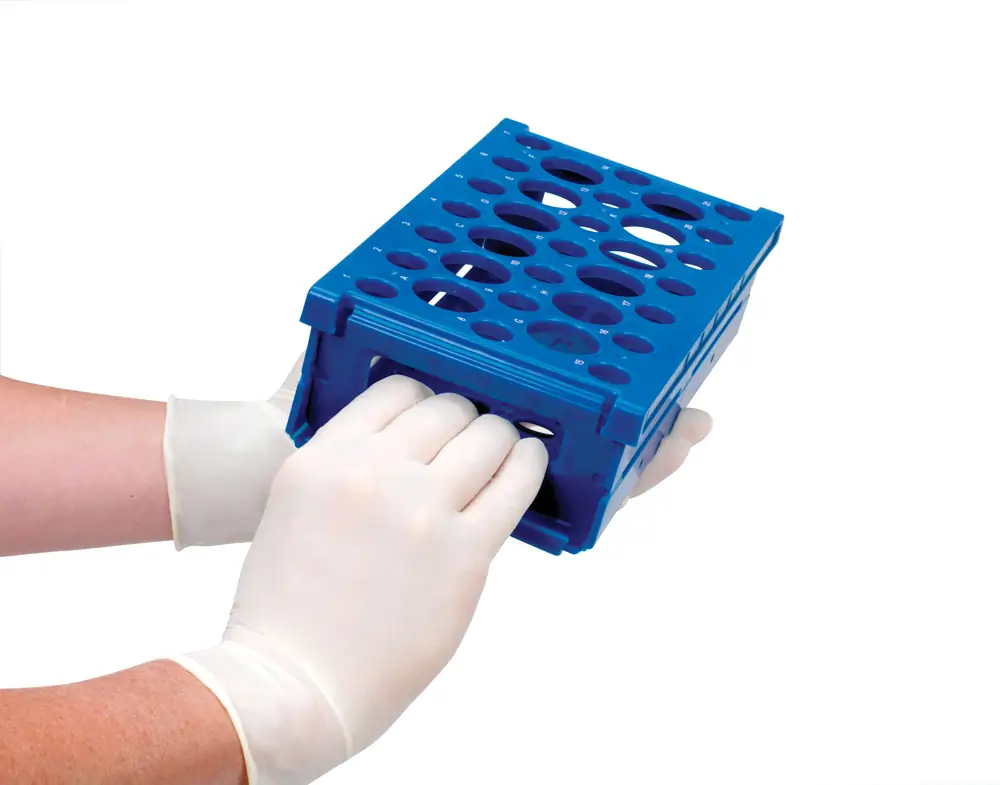 Genesee Scientific 93-230 Pop-Up Tube Rack 15/50 mL Combo, Blue, 2 Racks/Unit Secondary Image