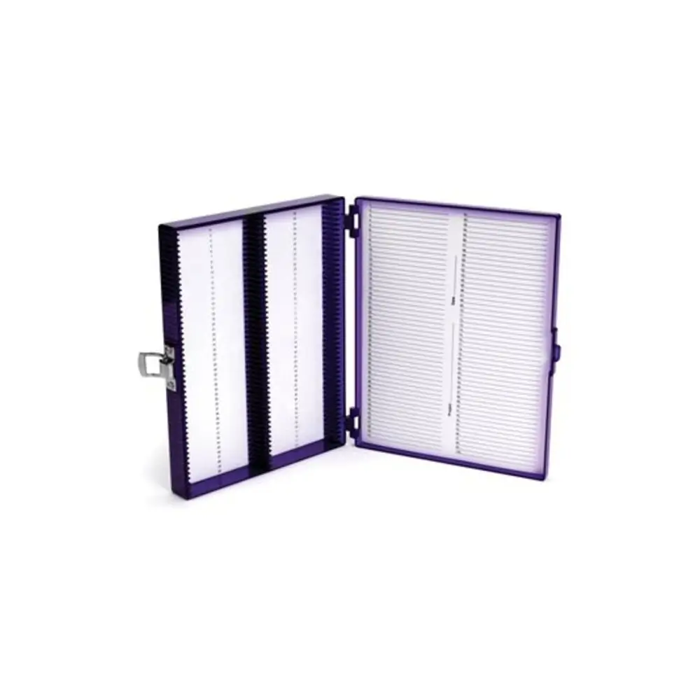 Heathrow Scientific HS15988H 100-Place Slide Box, Purple, Low Temp, Polycarbonate, 1 Sliding Box/Unit Tertiary Image