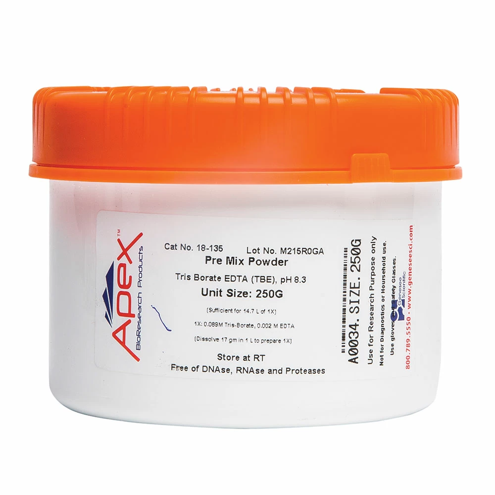 Apex Bioresearch Products 18-135 TBE, 1X, pH 8.3, Makes 14.7L of 1X, 250g/Unit primary image