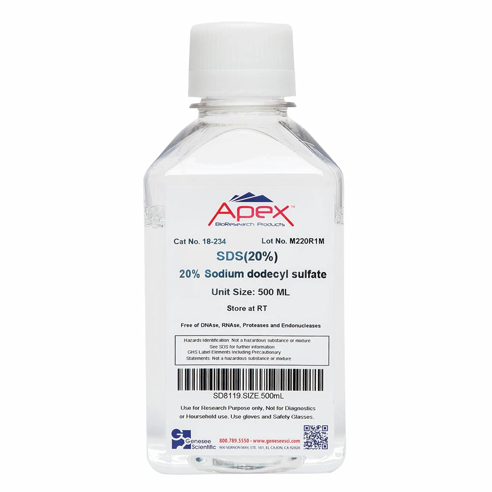 Apex Bioresearch Products 18-234 SDS, 20%, Liquid Solution, 500ml/Unit primary image
