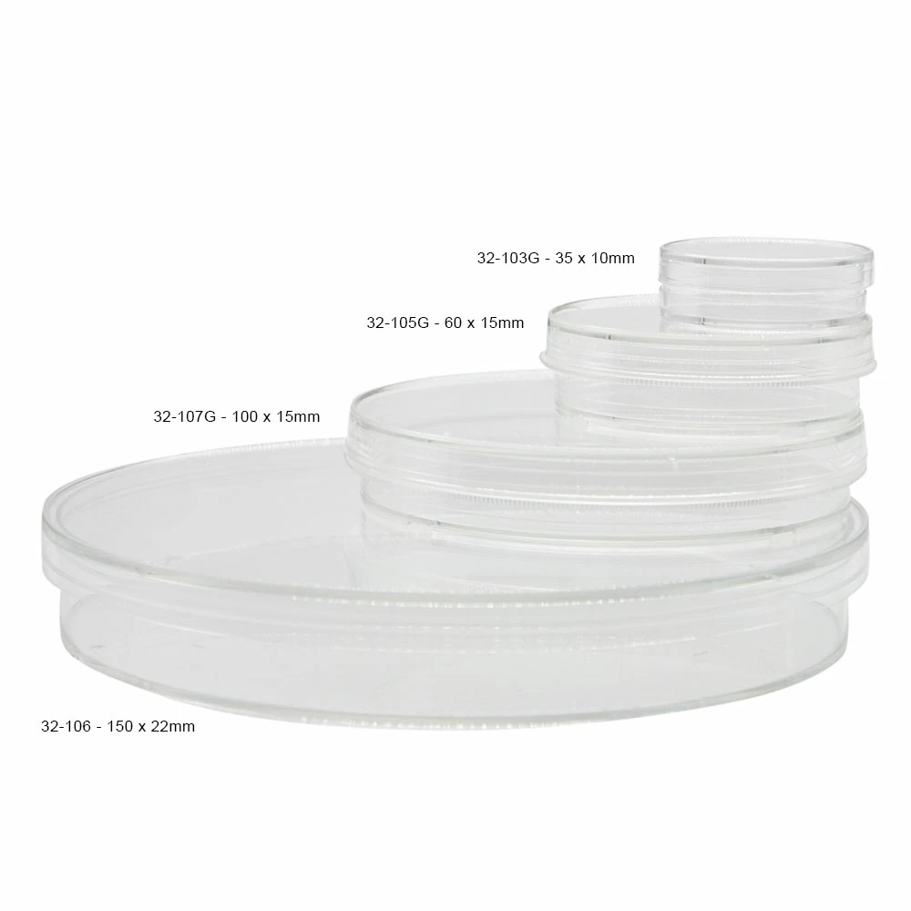 GenClone 32-105G, Petri Dishes, 60 x 15mm Vented, Stackable, Grip Ring, 10 per Sleeve, 500 Dishes/Unit primary image